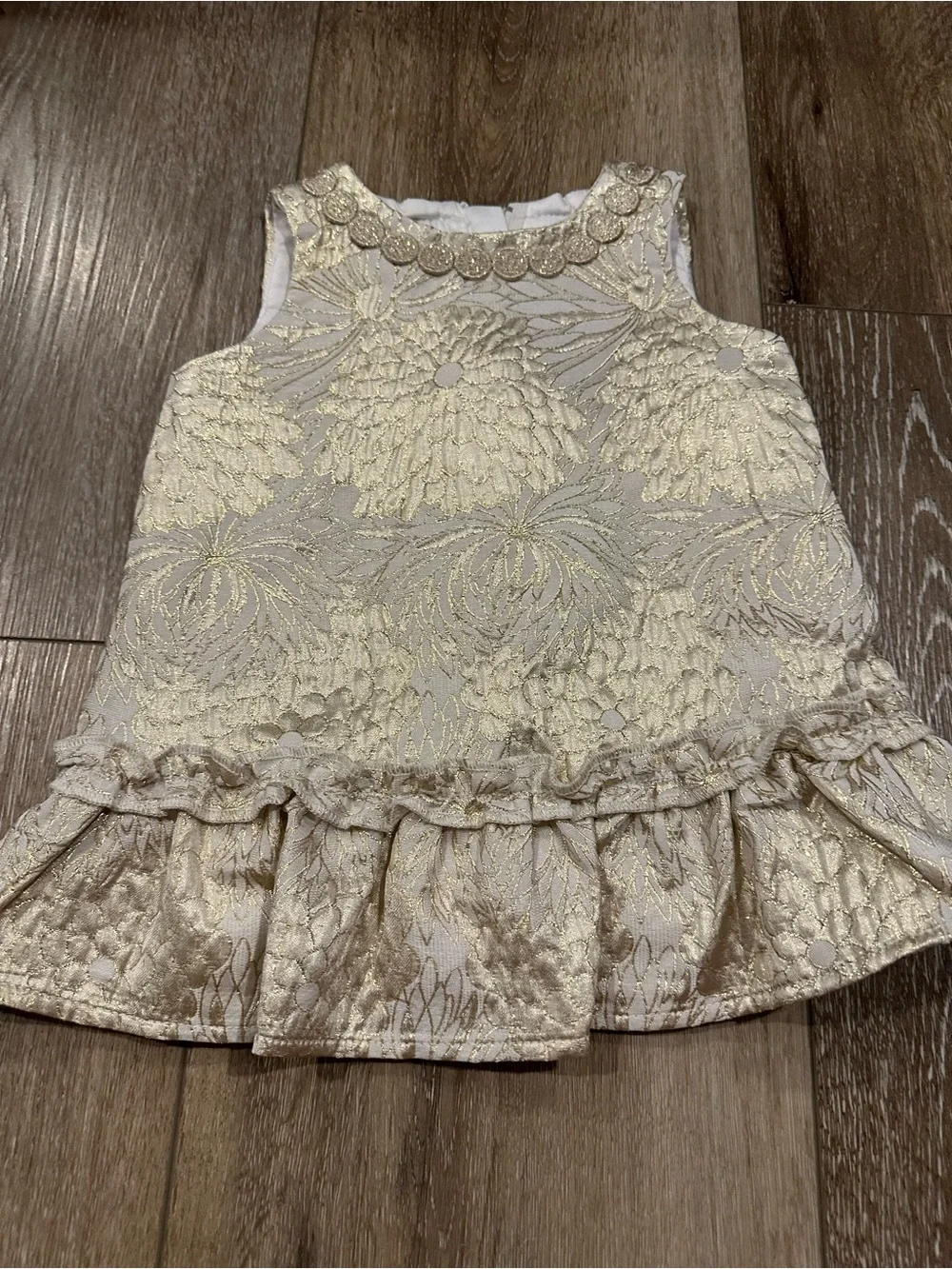 Lilly Pulitzer Gold Brocade Dress with White Bloomers 6-12 months